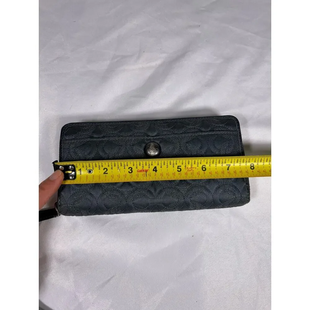 Coach Dark Gray Quilted Zip Around Accordion Wallet - Picture 3 of 6